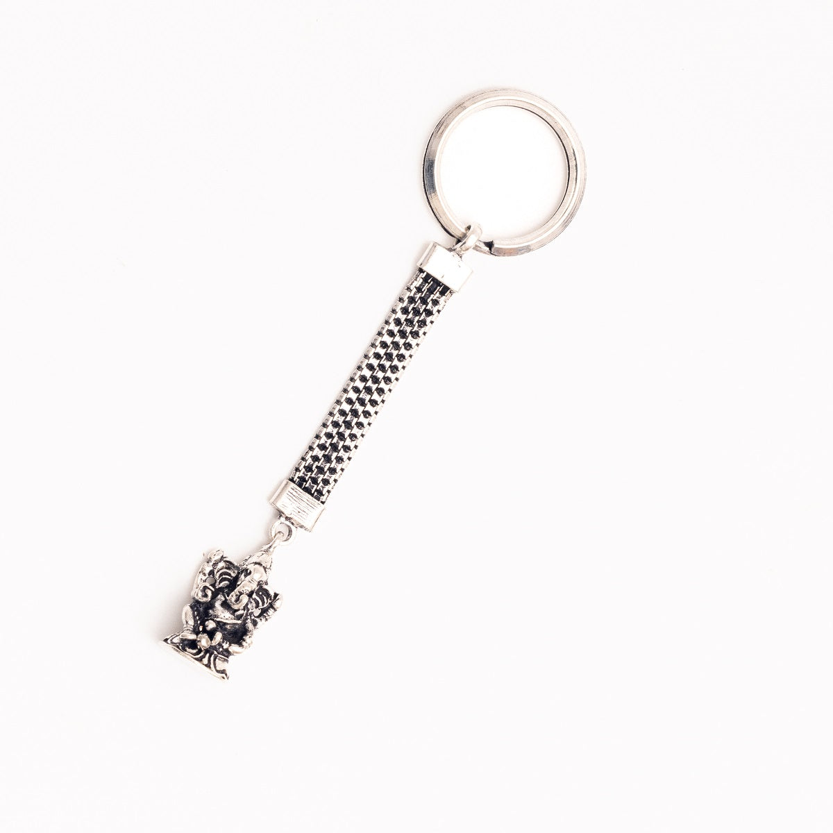 Oxidised Ganesha Silver Keychain