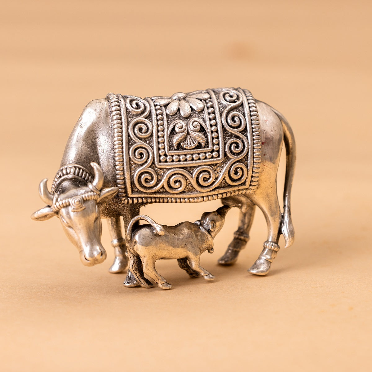 Divine Oxidised Cow and Calf Idol