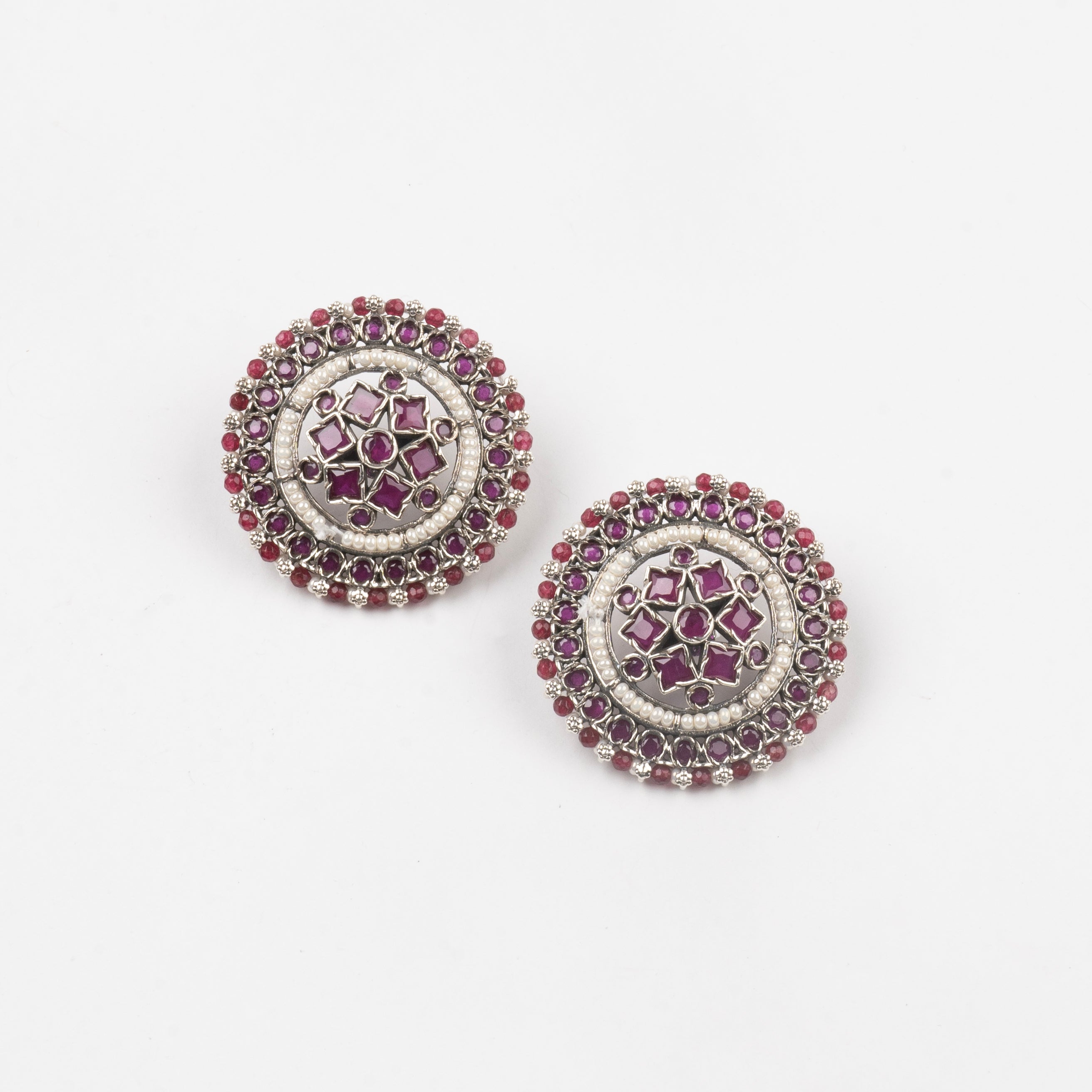 Stone Mandala Stud Earrings