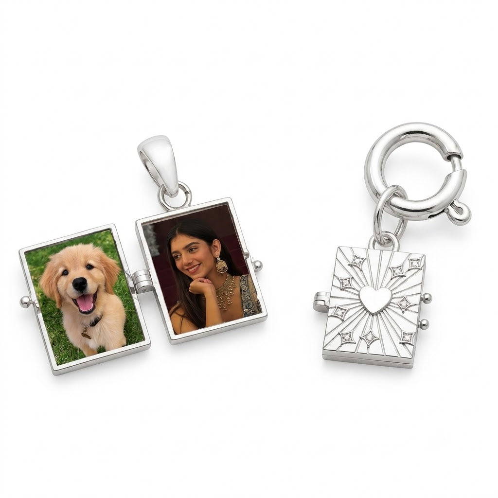 Memory Celebration Set – Photo Locket & Evil Eye Silver Bar