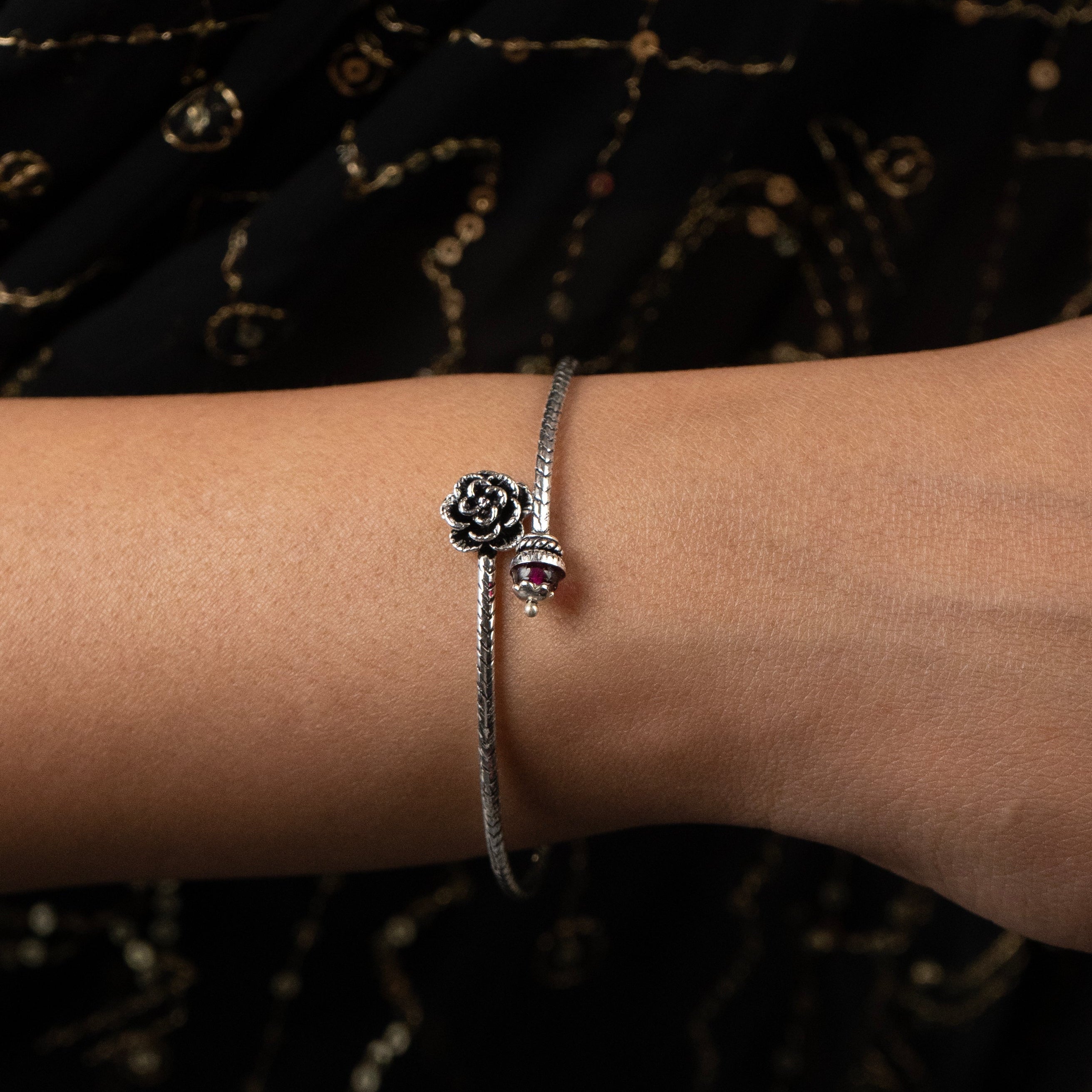 Rose Bloom Silver Kada