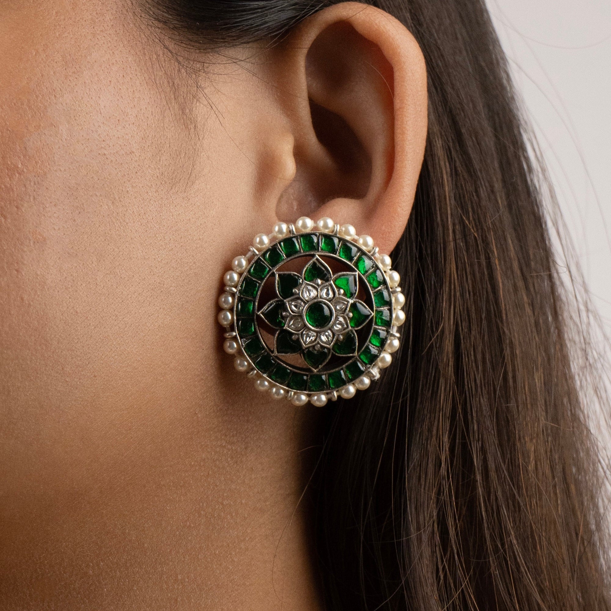 Stone Mandala Stud Earrings