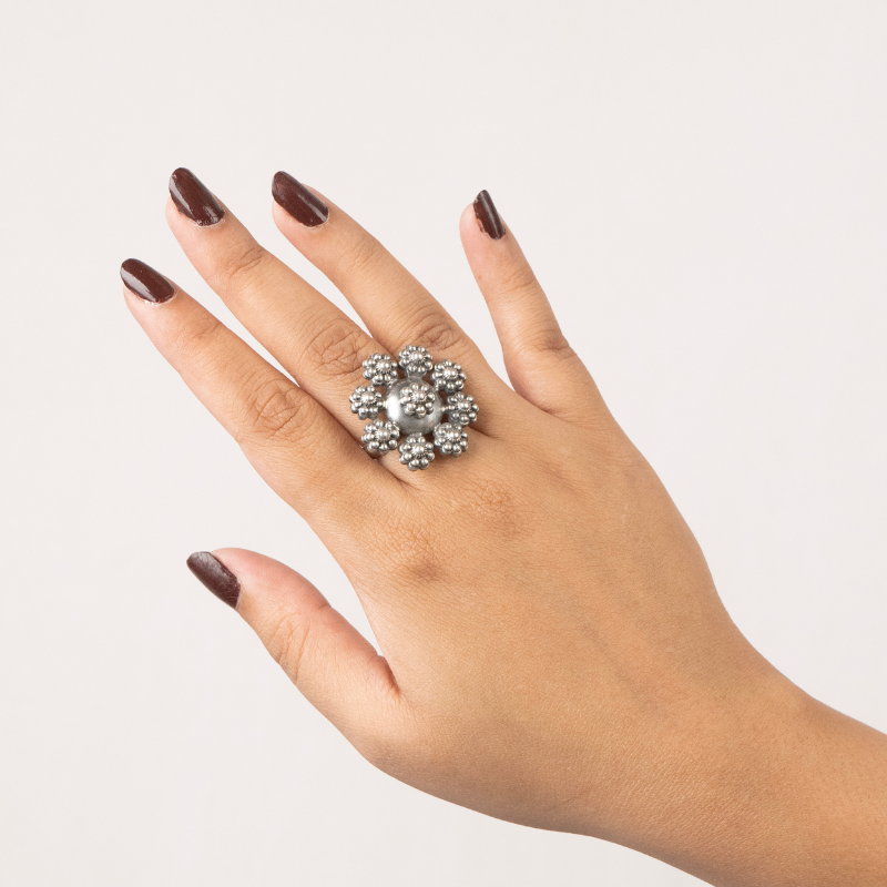 Silver Cluster Bloom Ring