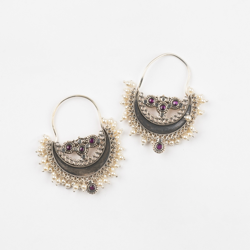 Pearl Crescent Hoop Earrings