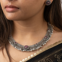 Ruby Floral Choker Necklace