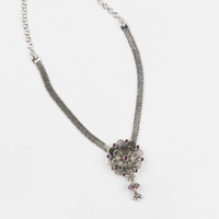 Ruby-Studded Filigree Pendant Chain