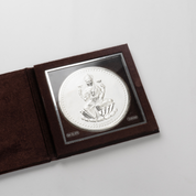 Blessings in Silver Lakshmi edition: 5 gm 999 silver Lakshmi coin in an open velvet folder