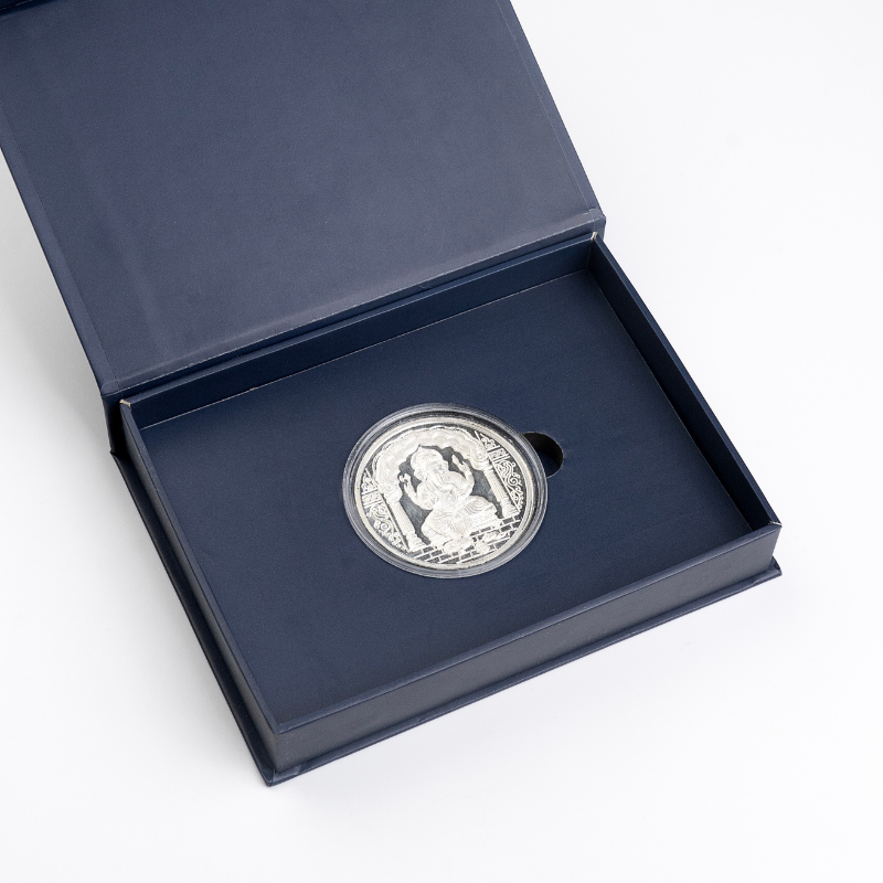 Silver Round Ganesh Coin