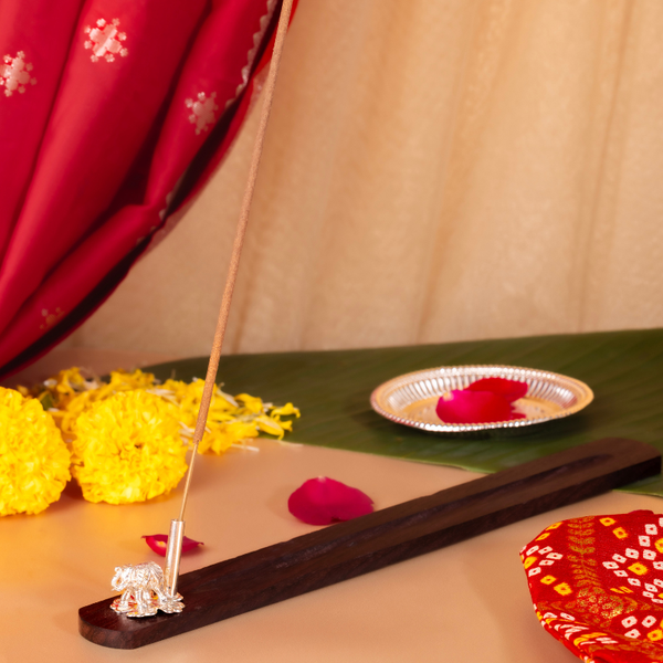 Silver Elephant Incense Holder