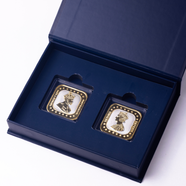 Square Royal Silver Coin Pair