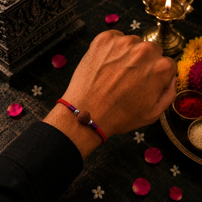 Rudraksha Silver Rakhi