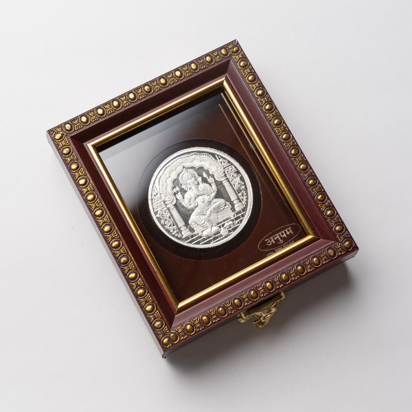 Silver Round Ganesh Coin
