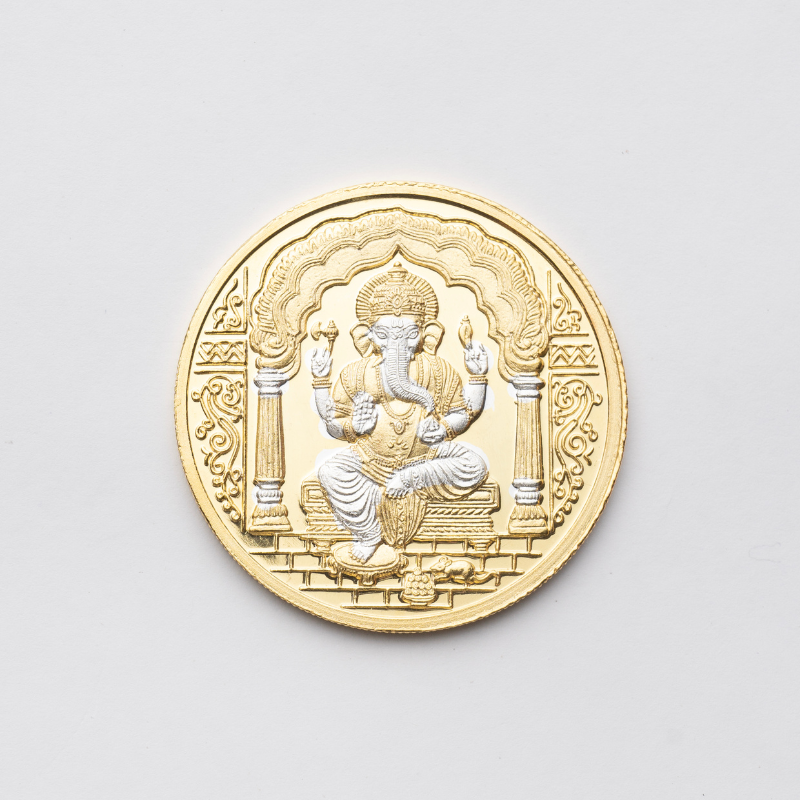 Silver Round Ganesh Coin