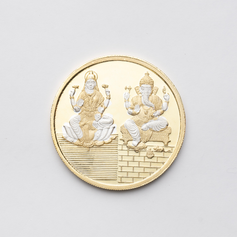 Silver Round Lakshmi Ganesh Coin