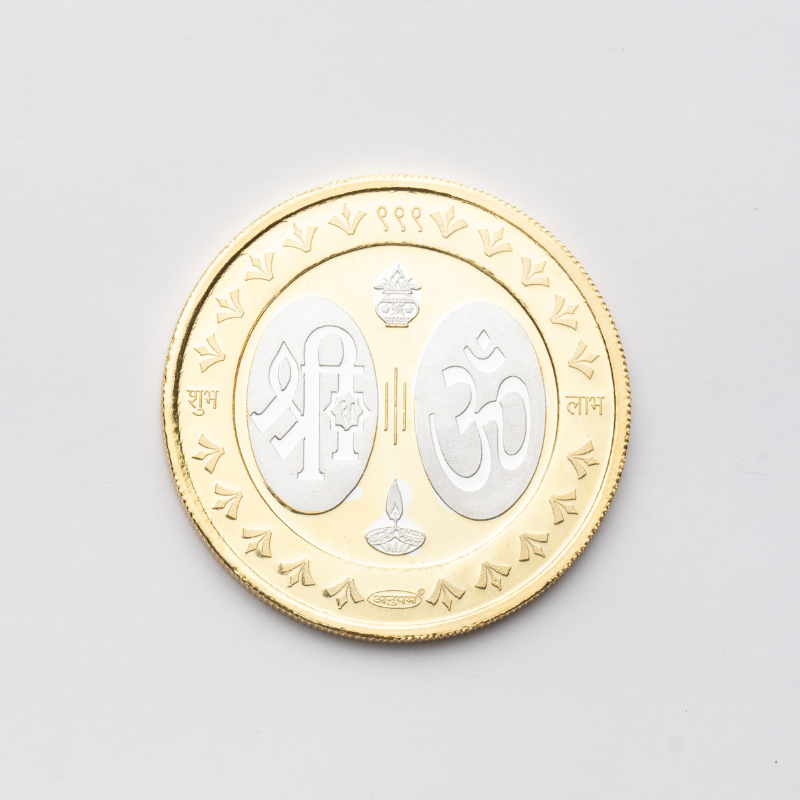 Silver Round Lakshmi Ganesh Coin