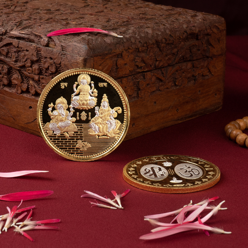 Silver Round Trimurti Coin - Diwali Special