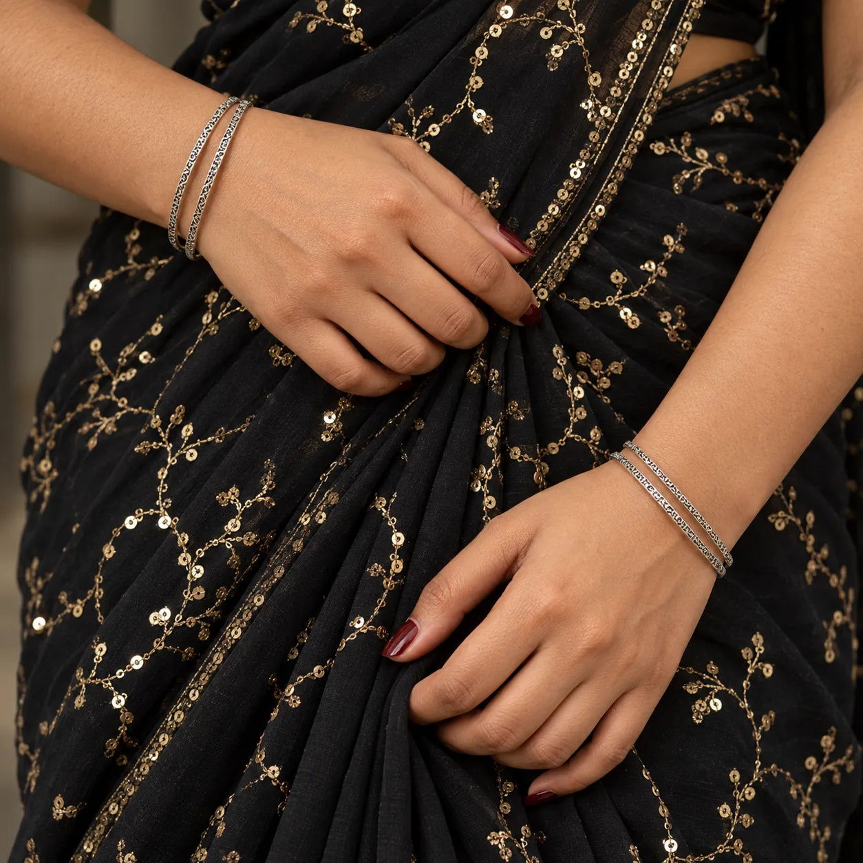 Antique engraved silver bangles