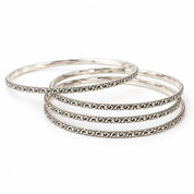 Antique engraved silver bangles, detail