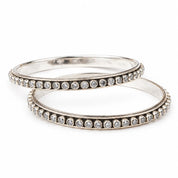Classic round silver bangles with white stones