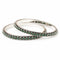 Classic round silver bangles with green stones