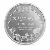First Impressions Two Fold frame with personalised silver coin and baby handprint by Adorn Silver, image 5