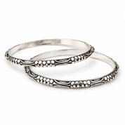 Floral engraved antique silver bangles