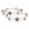 Floral motif dual stone silver bangles