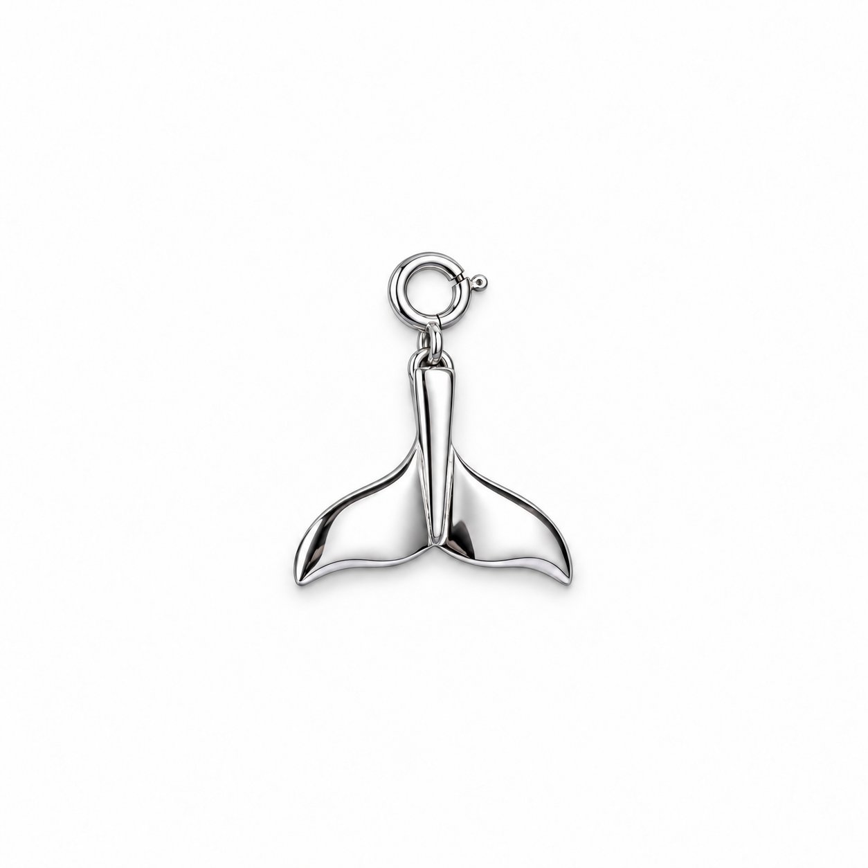 Free Spirit whale tail charm in 92.5 silver with round spring-lock clasp