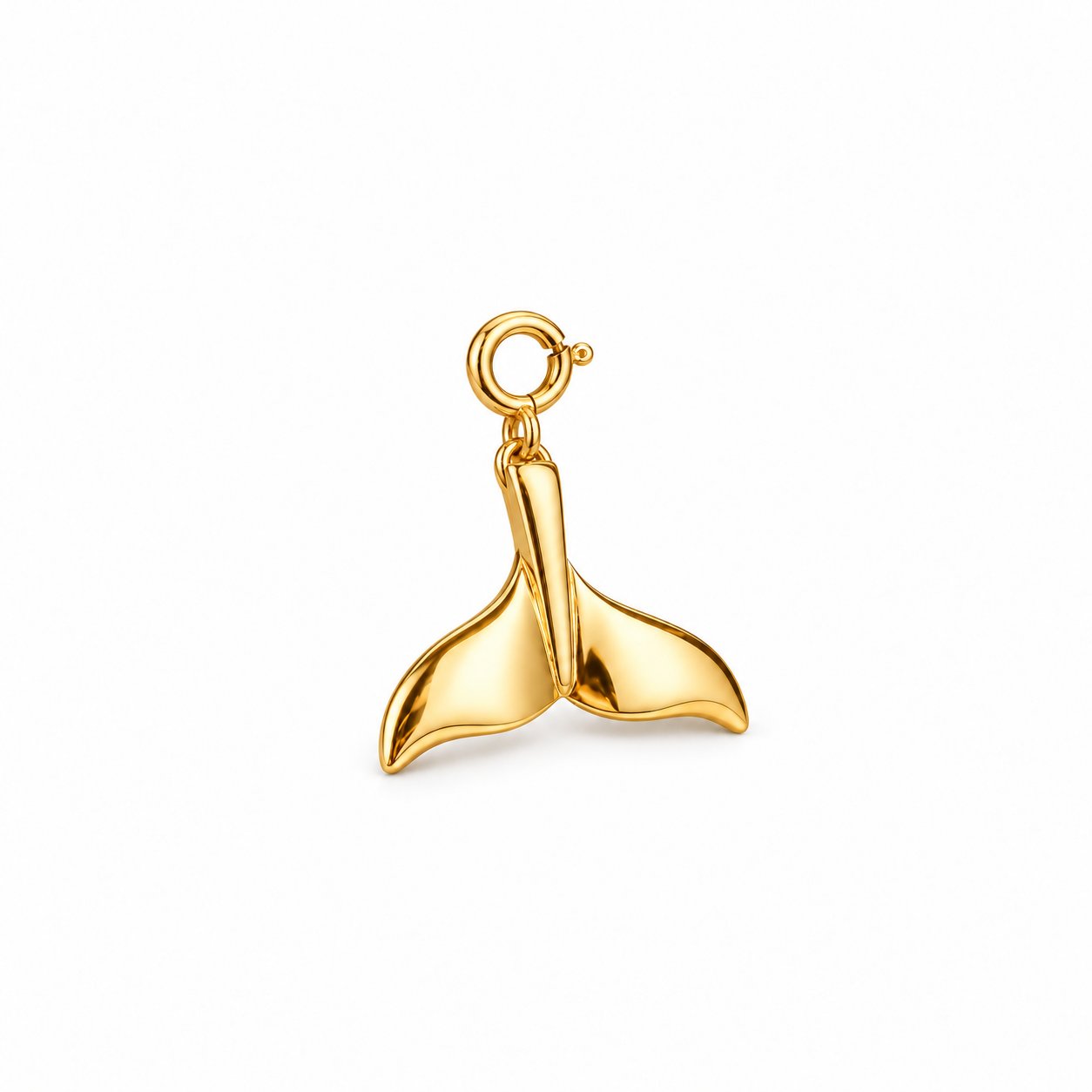 Free Spirit whale tail charm in gold finish 92.5 silver with spring-lock clasp
