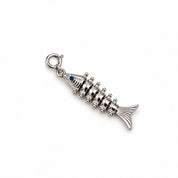 Go With the Flow articulated fish charm in 92.5 silver with blue stone eye