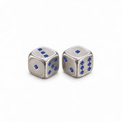 Lucky Roll pair of 92.5 silver dice with blue stone pips