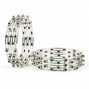 Multi-row silver bangle