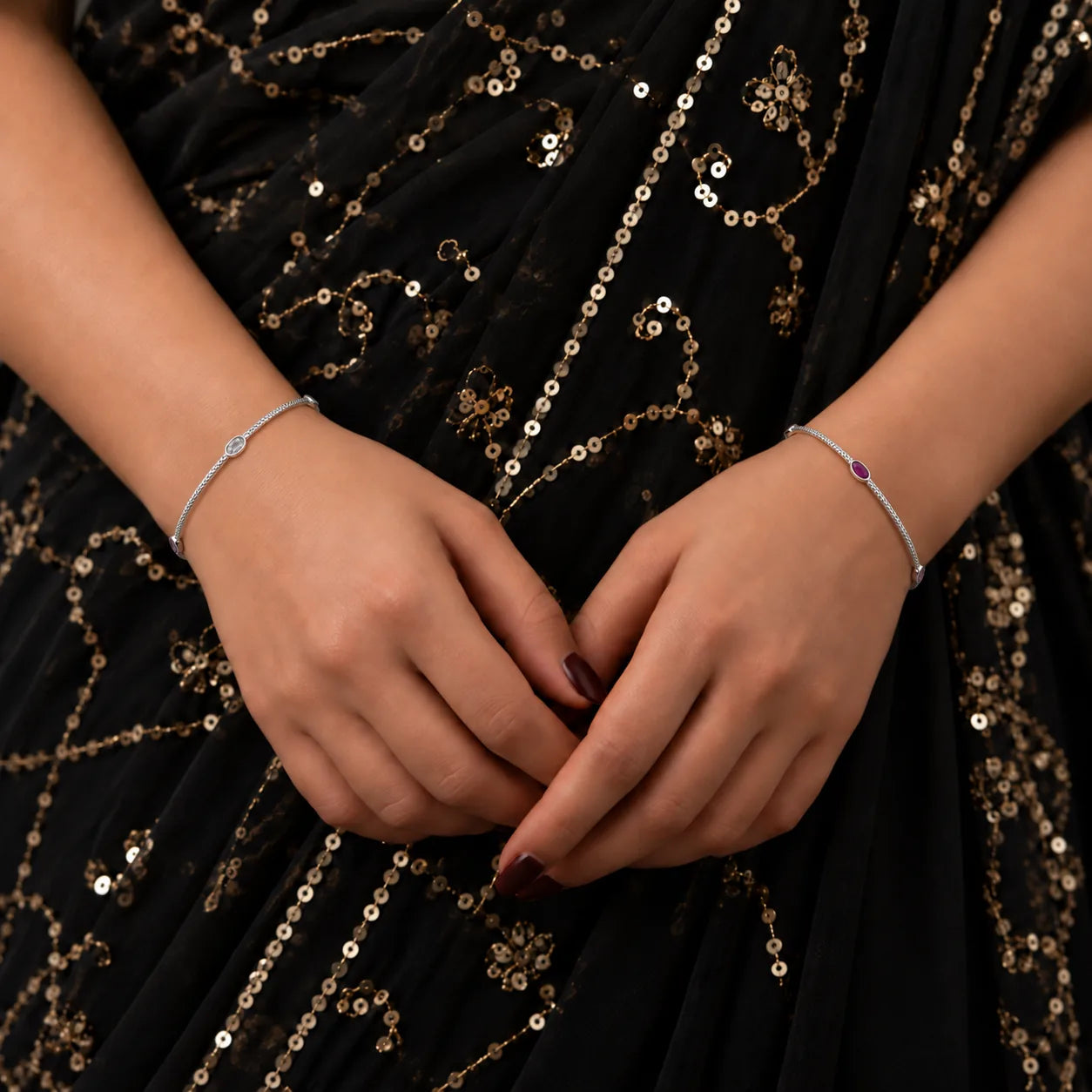 Multi stone silver bangles