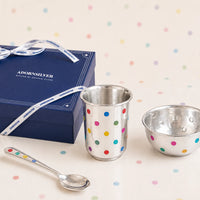 My First Silver full set with gift box, glass, bowl and spoon by Adorn Silver