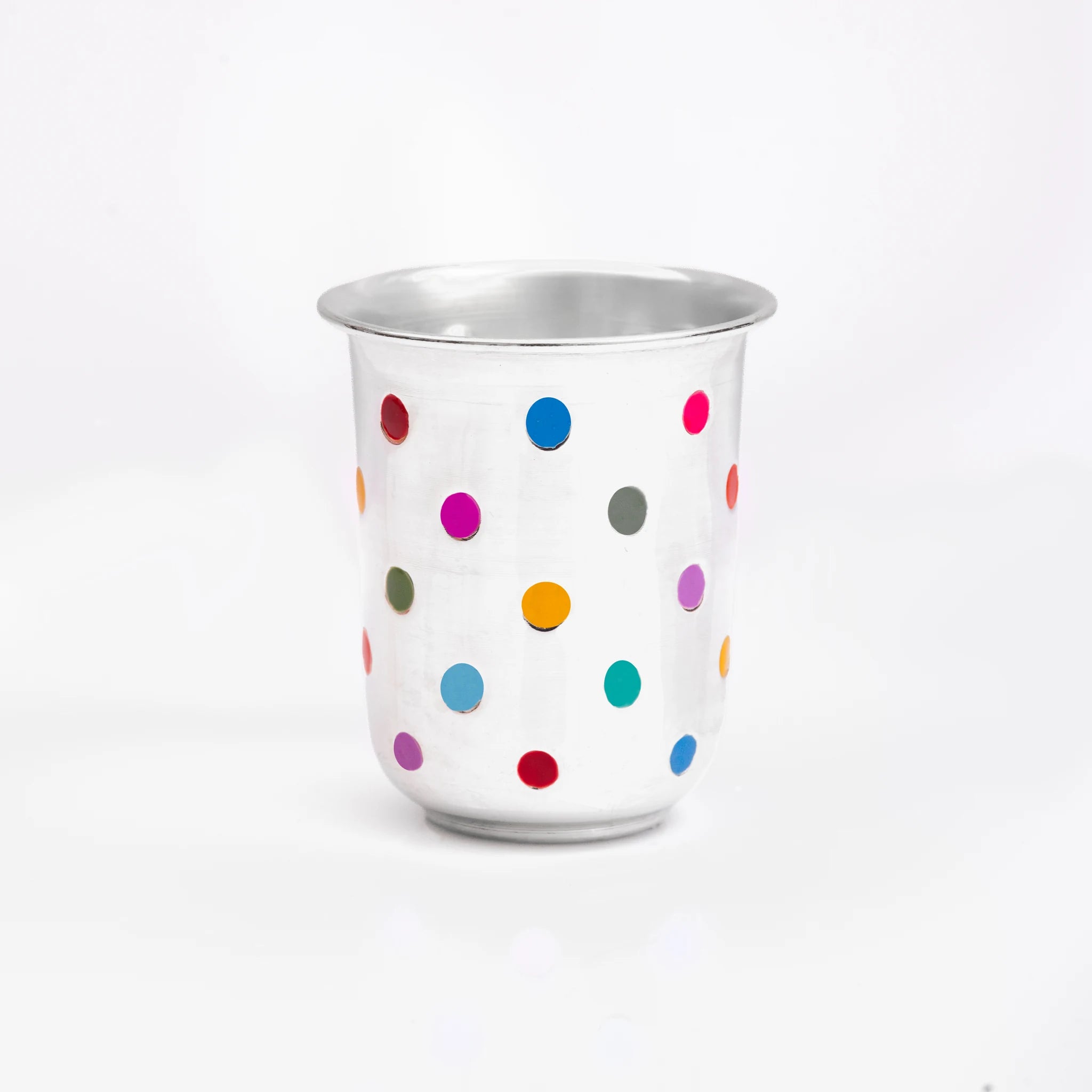 My First Silver Glass with colourful polka dots by Adorn Silver