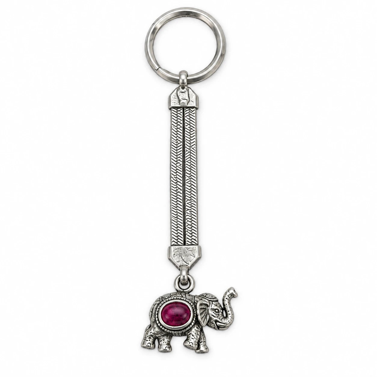 Regal elephant oxidised keychain full-length view