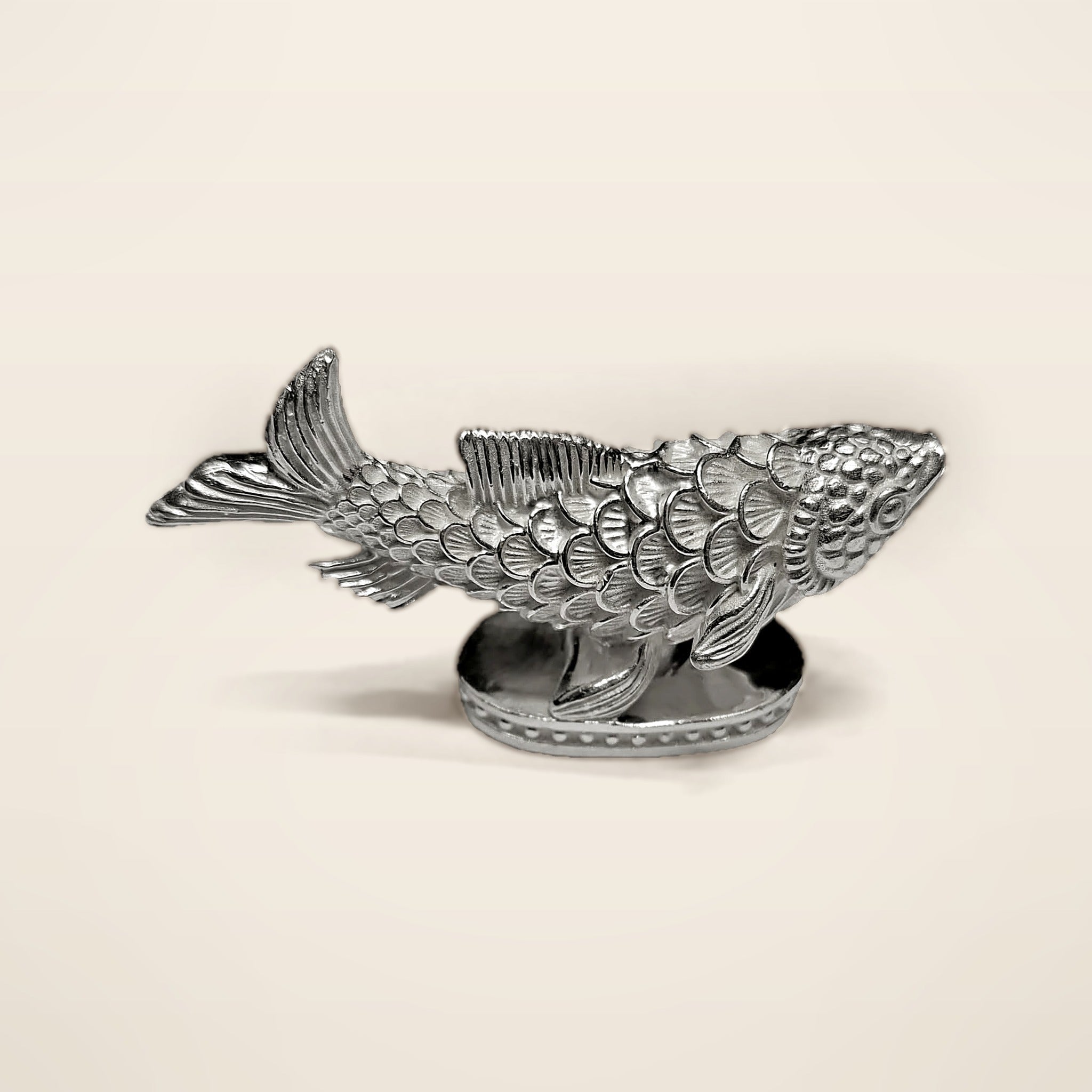 Silver Matsya fish idol side view