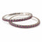 Square-set silver bangles with red stones
