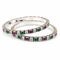 Square-set silver bangles with multicolour stones